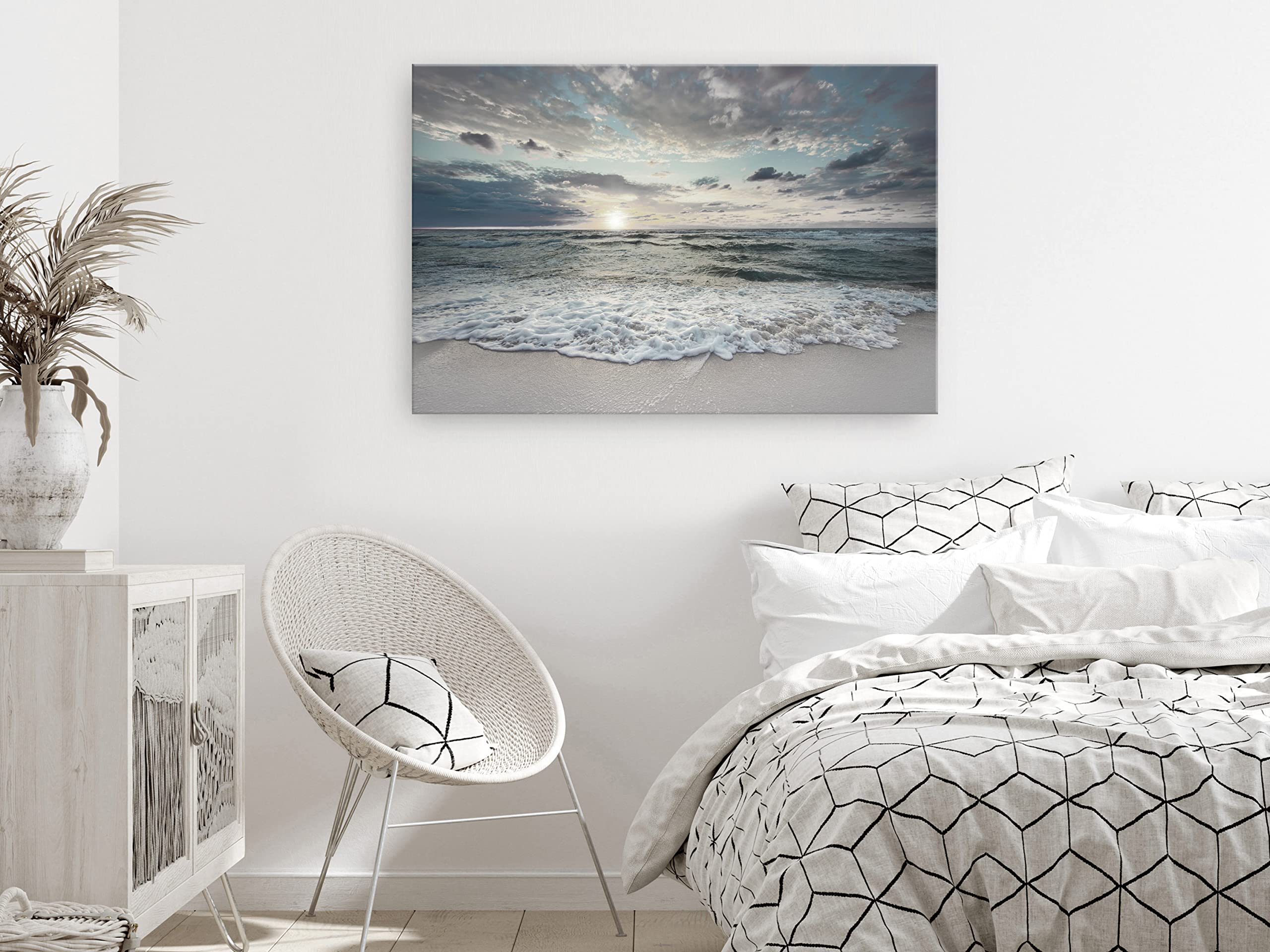 murando Cuadro Acústico Paisaje 120x80 cm espuma acústica absorbe el sonido | aislamiento lienzo de 1 pieza Impresión Artística Decoración de Pared mar amanecer cielo nubes