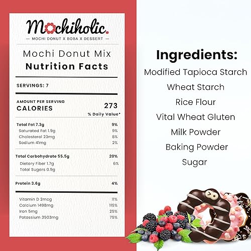 Receta original de Donut Mix  Harina de arroz con baja calorías y azúcar  Nutrientes esenciales  Bocadillos diarios saludables de 12 onzas por