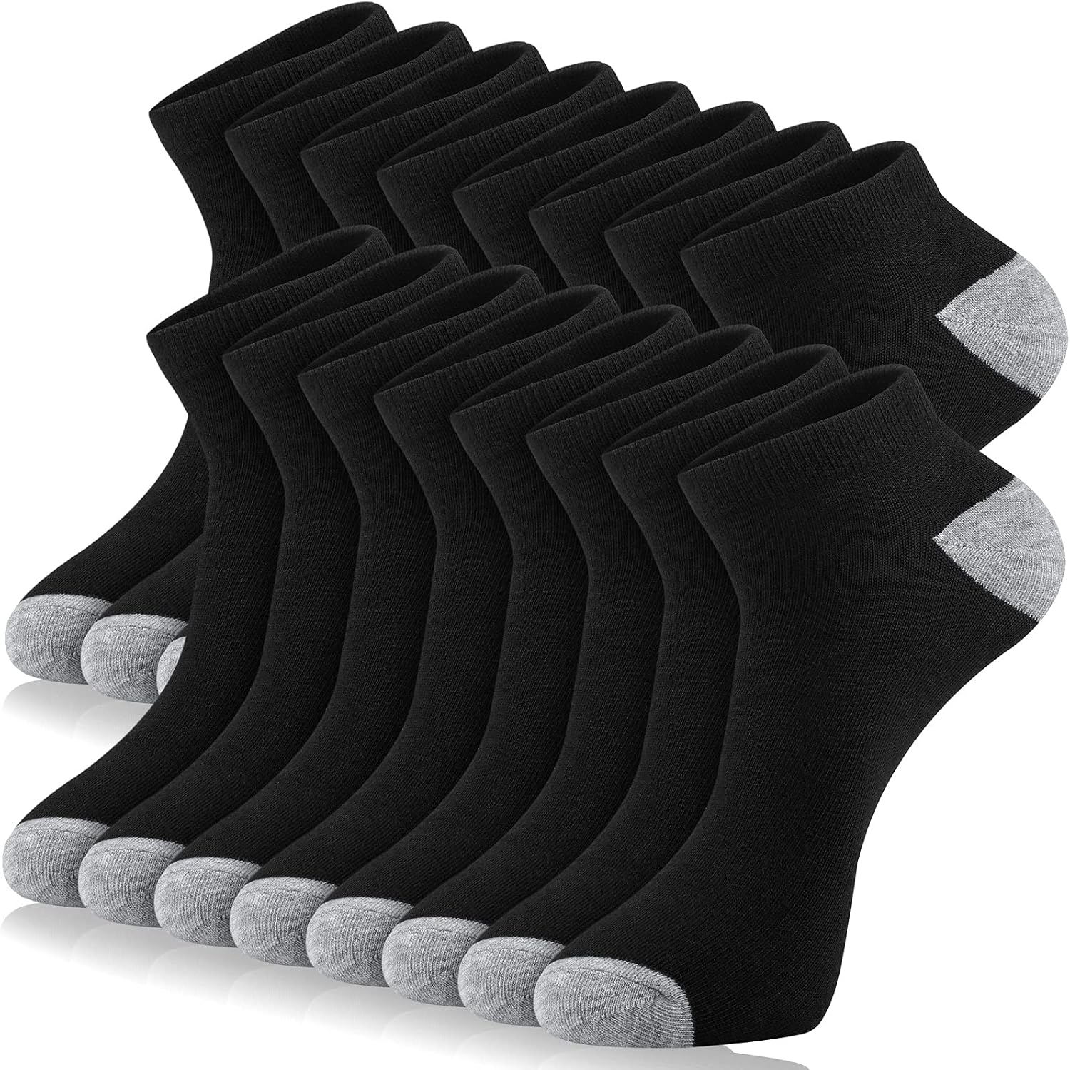Cooraby 16 Pairs Low Cut Ankle Socks Athletic Running Socks Breathable Socks for Men