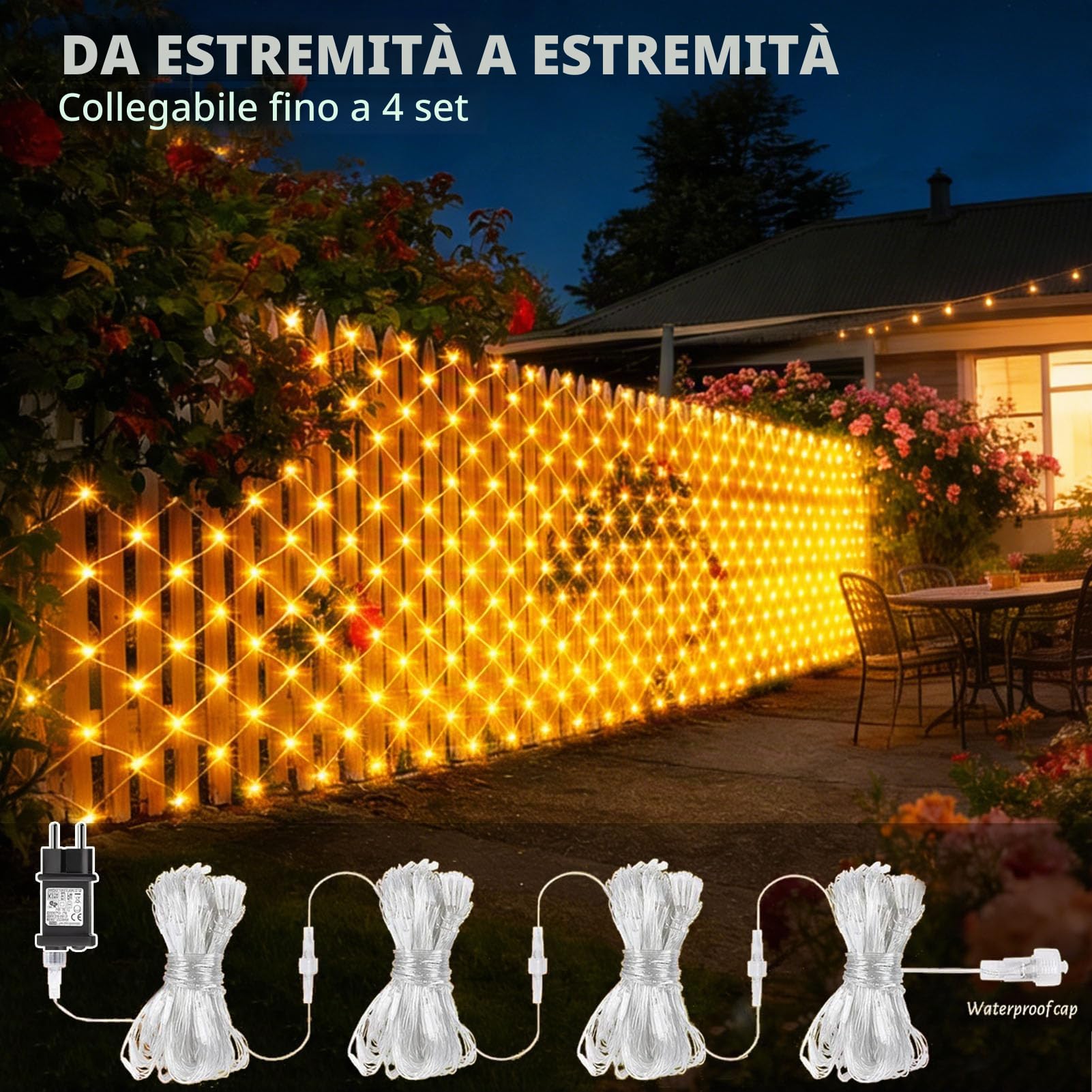 Cozymeow 2 Pezzi Rete Tenda Luminosa 3x2M 204 LED Rete Luci con Spina | con Spina Timer, 8 Modalità Rete Luci Albero di Natale Impermeabile Tenda Luminosa per Balcone Giardino Soffitto Terrazza