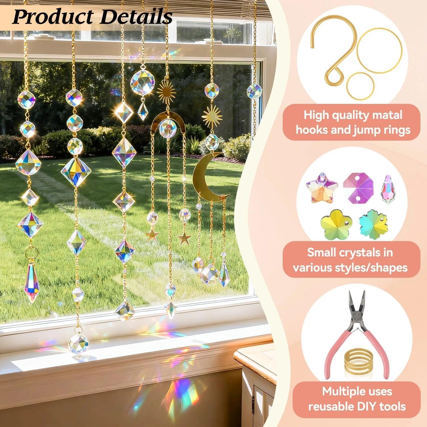 400PCS Acchiappasole Cristallo,Crystal Suncatcher,Appendere Vetro Acchiappa Sole,Pendenti Prismi Cristallo,Appeso Arcobaleno Prisma Finestra,Pendenti Suncatcher Decorazione per Casa Giardino Nozze