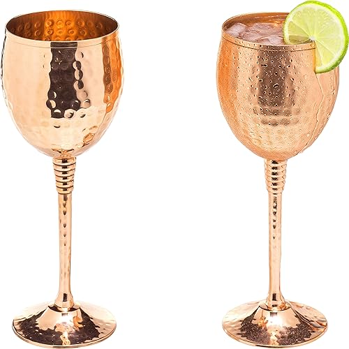 Copper wine glasses set of 2 – 11oz gleaming 100%