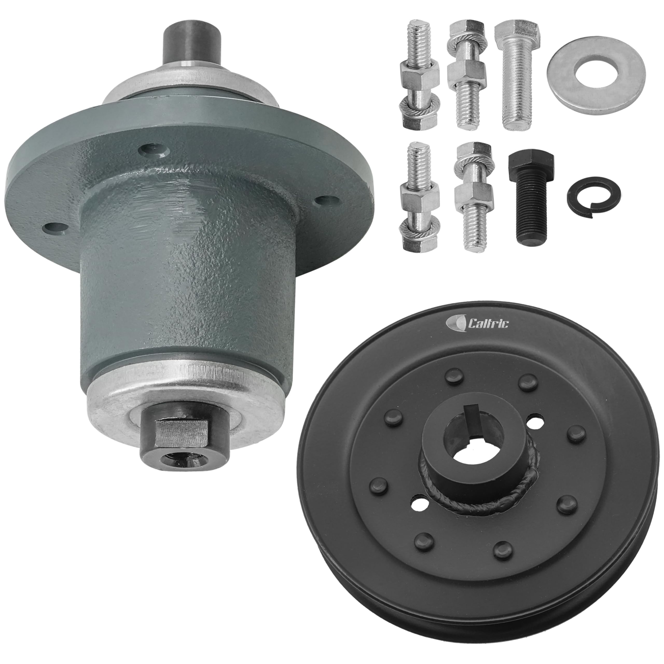 Caltric 61" Deck Spindle and Pulley Compatible with Bad Boy Outlaw & Outlaw Extreme 2010-2014 2017 2018