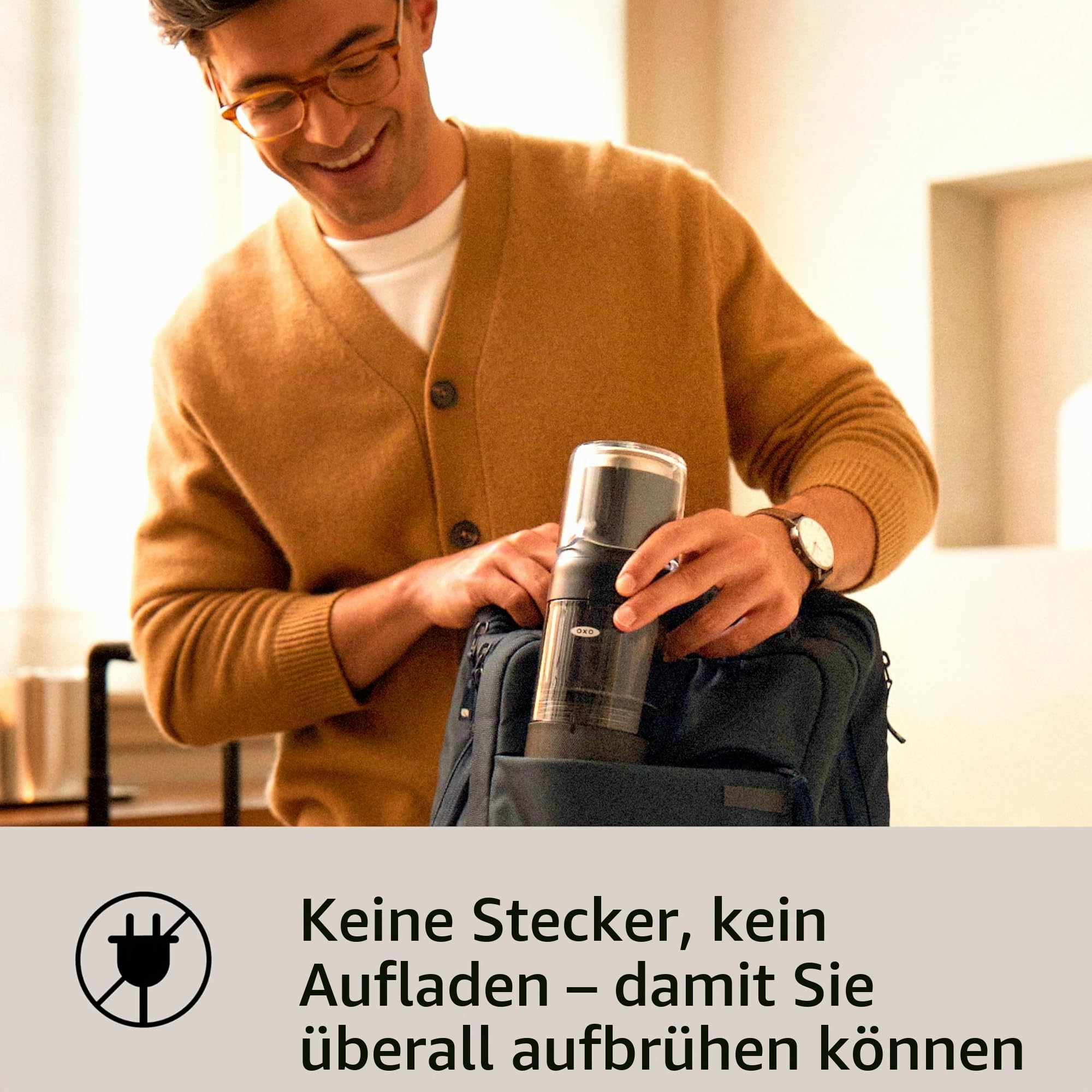 OXO Brew Rapid Brewer – Tragbare manuelle Kaffeemaschine, integrierter Edelstahlfilter, einstellbare Stärke, kompakt und leicht, keine Pads oder Papierfilter erforderlich