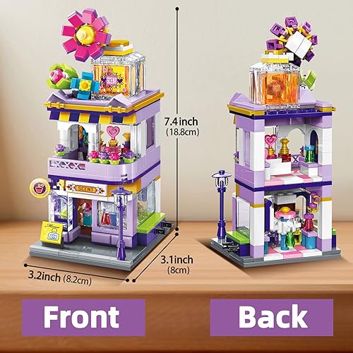 Miniatura 3 de QMAN Bloques de construcción para niñas, juguetes STEM para niños de 6 años en adelante, tienda de fragancias, juguetes educativos y creativos de