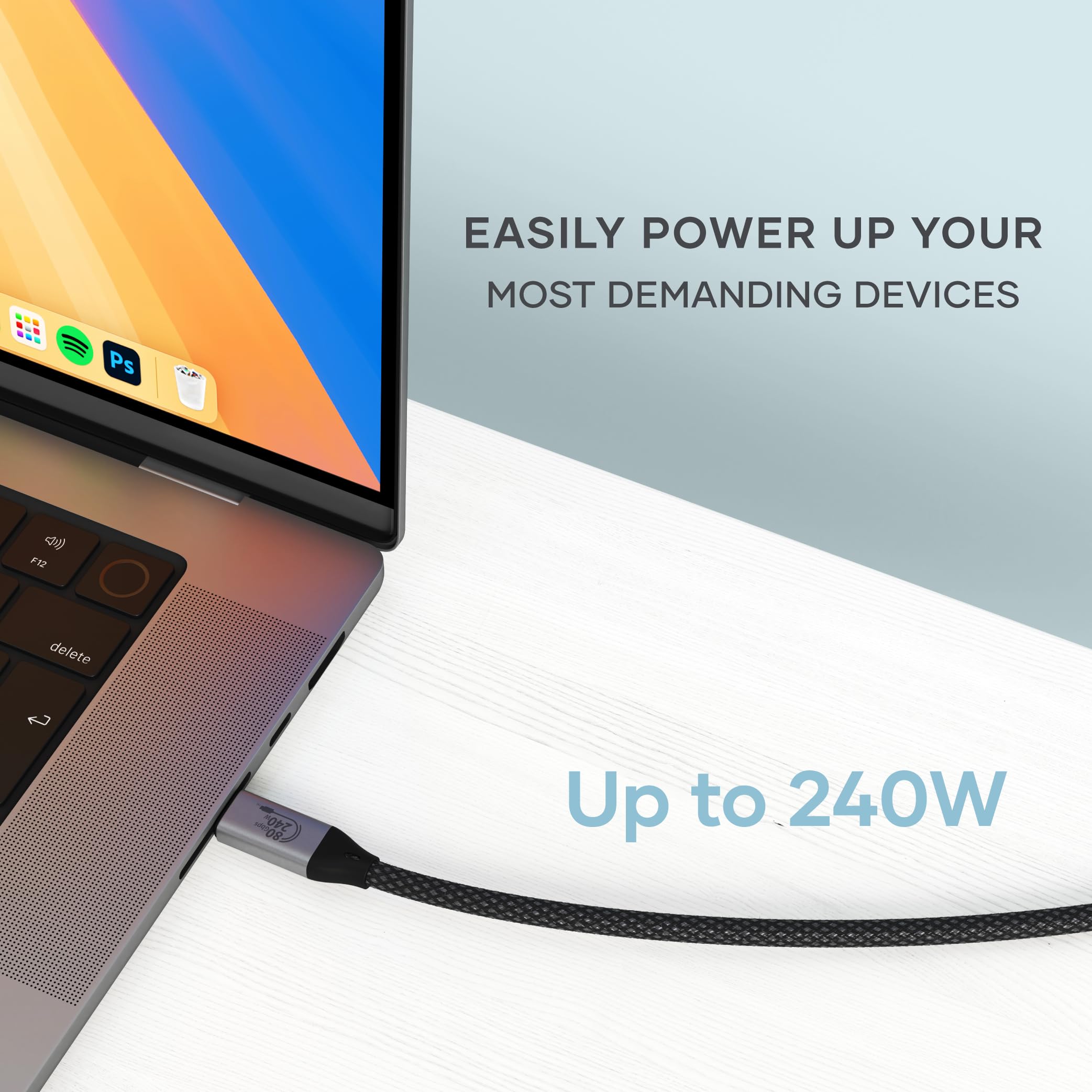 Satechi Cavo USB4 V2 Pro di Ricarica Rapida PD 240W con Lunghezza 1,2 m, Dati fino a 120Gbps, USB-C a USB-C, Risoluzione 8K@60Hz – 4K@120Hz, Thunderbolt 5/4/3 per MacBook Air/Pro/Neo