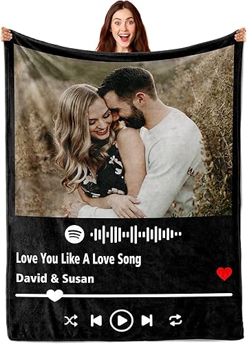 Manta personalizada con fotos personalizadas para el día siguiente, manta personalizada de Spotify, regalos divertidos de Navidad personalizados