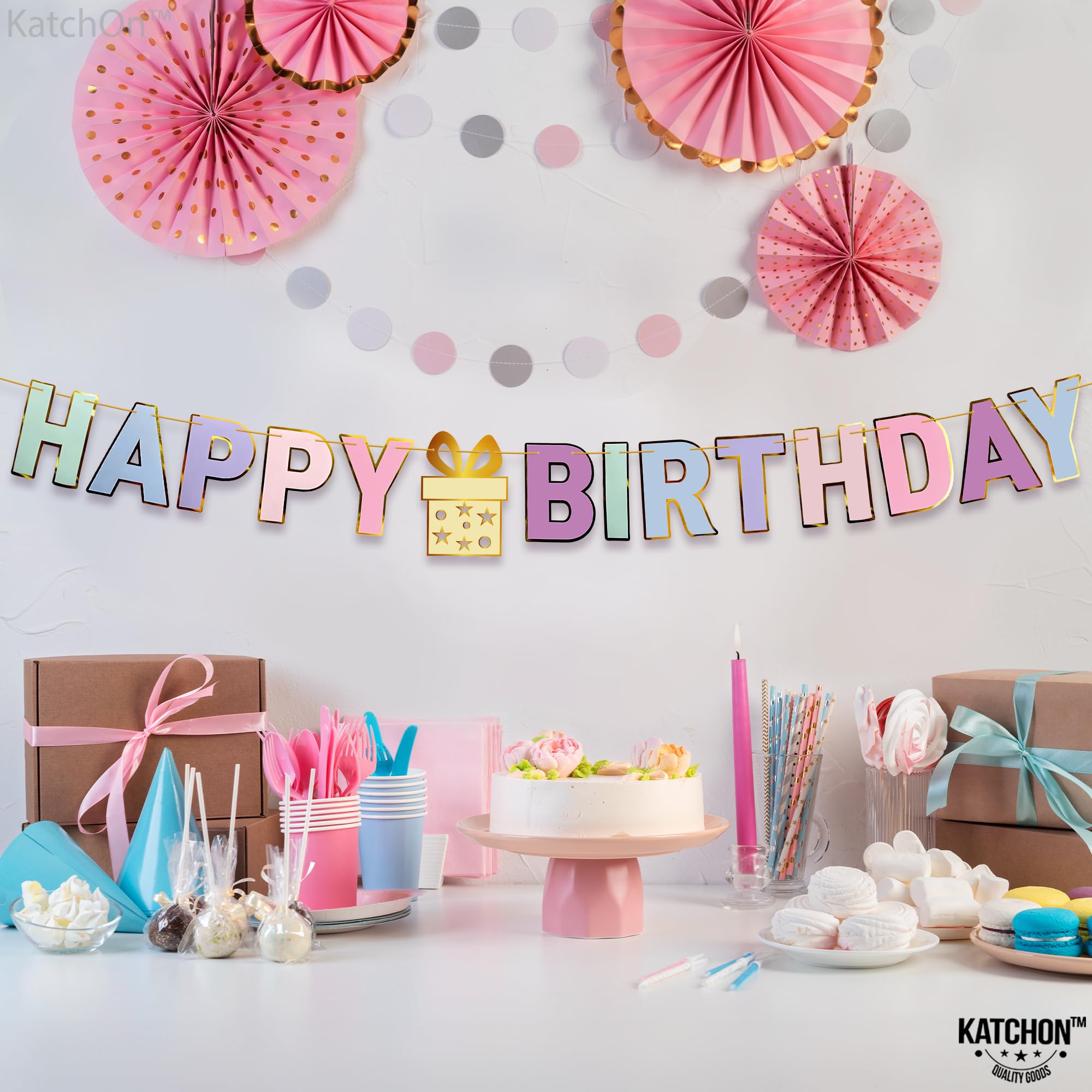 Amazon.com: KatchOn Pastel Happy Birthday Banner - 10 Feet, Pre