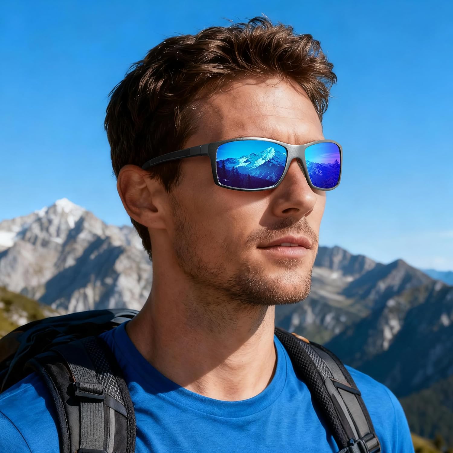 Polarized Sports Sunglasses for Men and Women - Ultra-Light Al-Mg Alloy, Glare-Busting Comfort-Fit for Riding