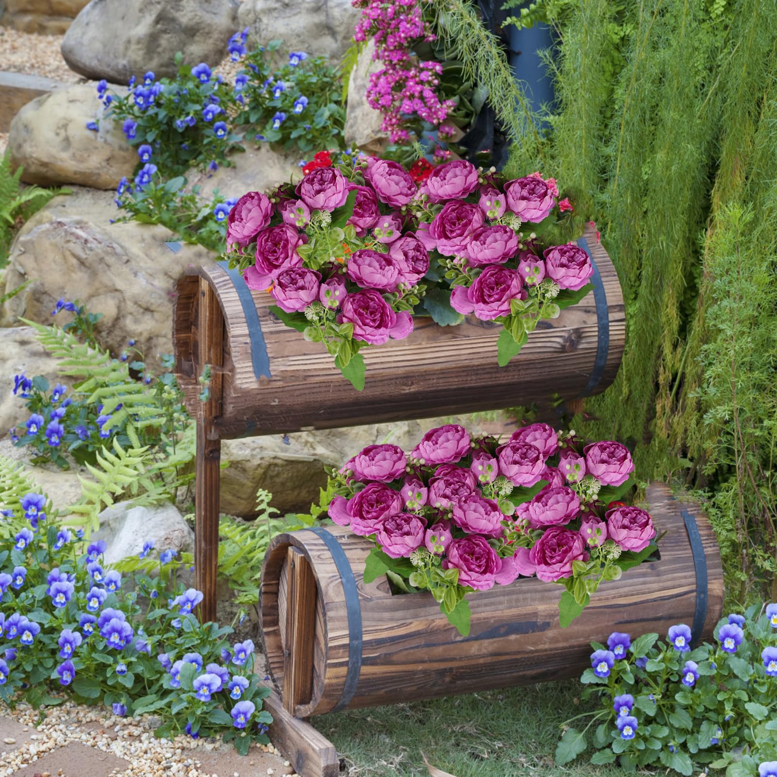 astylishome Artificial Flowers for Graves Roses Bundle of 21 Rose 30cm Bunch of Fake Flower for Decoration Outdoor Indoor Events Wedding Party Home Decoration 0202 - Image 4