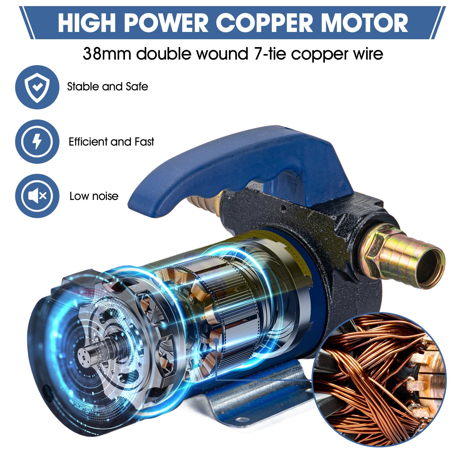 Pompa di trasferimento diesel 12V 260W Pompa di trasferimento del carburante elettrica 45L/Min Pompa di aspirazione dell'olio con motore in rame per il trasferimento di diesel, cherosene