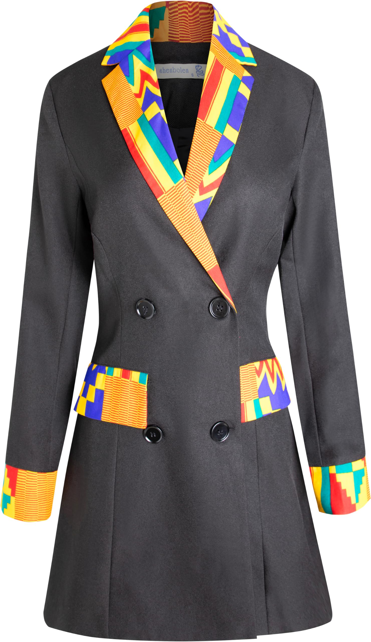 SHENBOLEN African Print Blazer Ankara Long Sleeves Suit Jacket Kente Wax Tops