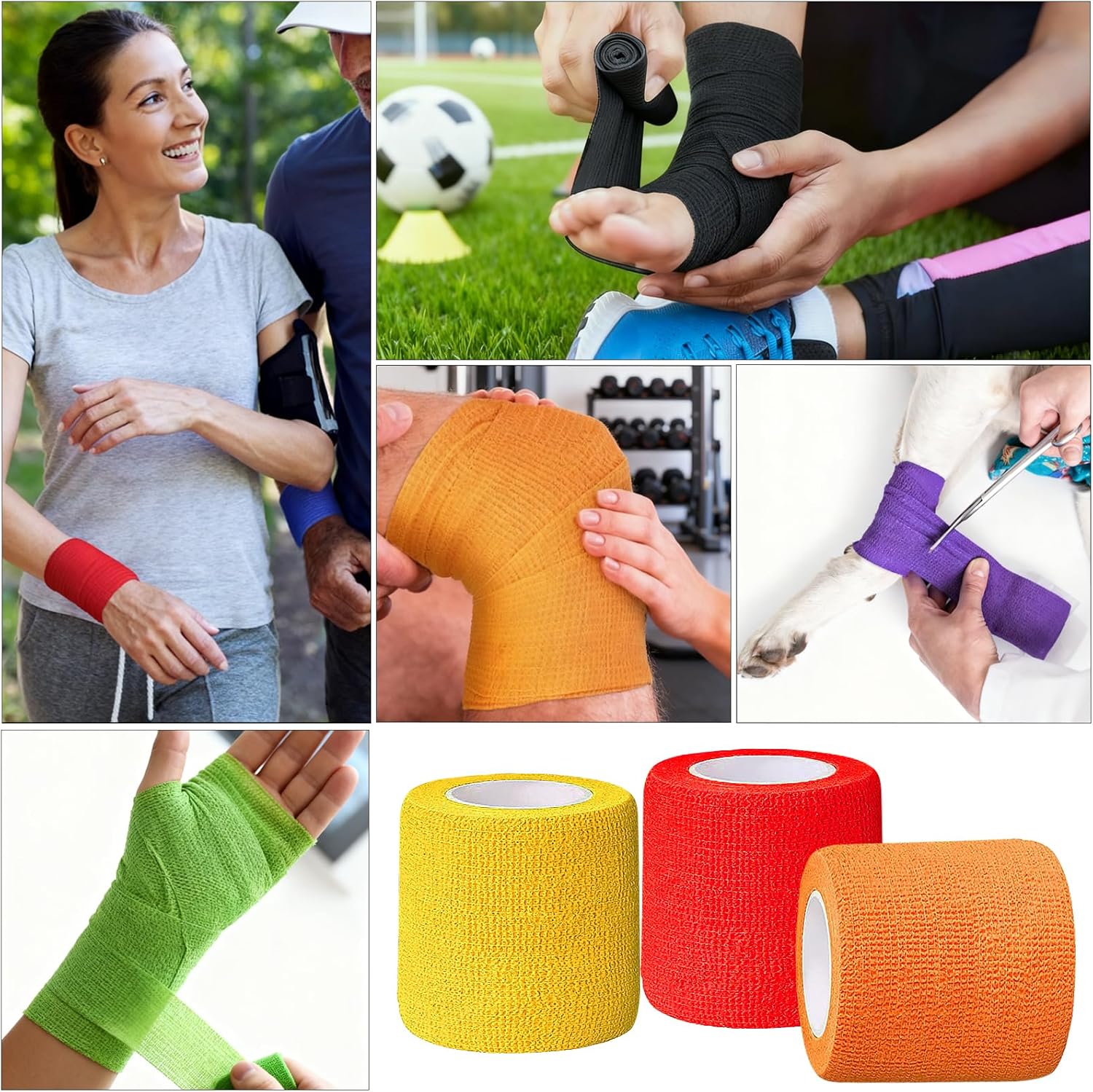 48 Rolls self Adhesive Bandage wrap 2 inch, cohesive Bandage wrap, Sports Tape, Vet wrap, Elastic Tape, First aid wrap