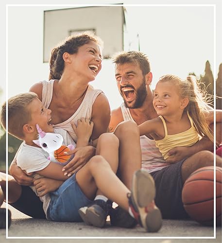 Miniatura 6 de DolliBu Peluche de unicornio blanco con peluche de baloncesto, unicornio suave y abrazable, adorable juguete de peluche, juguete de peluche