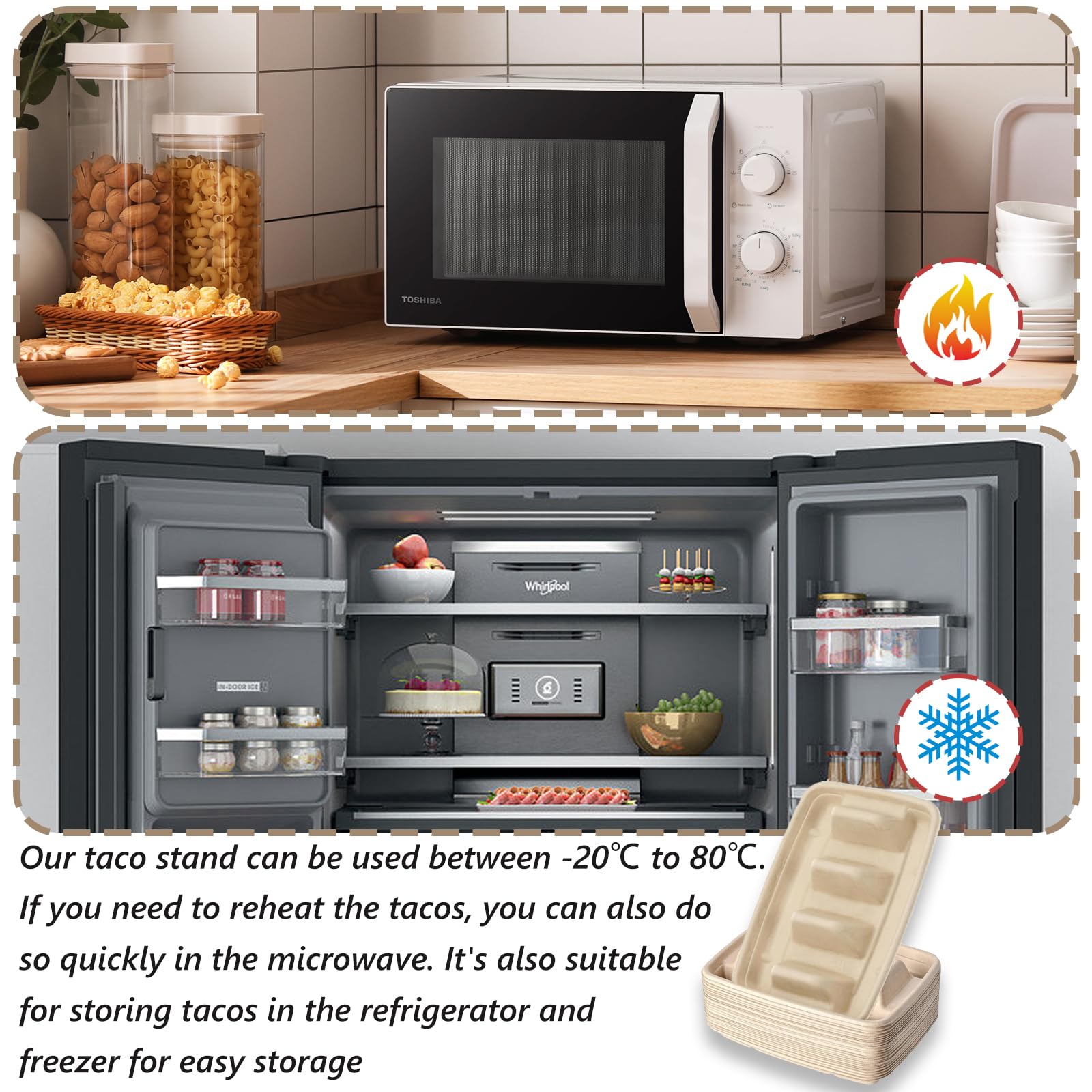 Porta Tacos In Acciaio Inox - 4 Pezzi, Con Maniglie, Per Forno E Griglia, Forma Ondulata - Foto 4