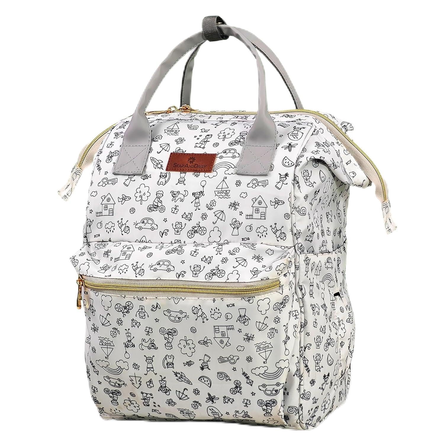 StarAndDaisy Baby Diaper Bag for Mother Travel/Diaper Bags for Mother/Mom for Travel with Laptop Pocket, Multi Compartments, Insulated Bottle Pockets, Waterproof, Ultra soft fabric -Printed Grey-picture-13