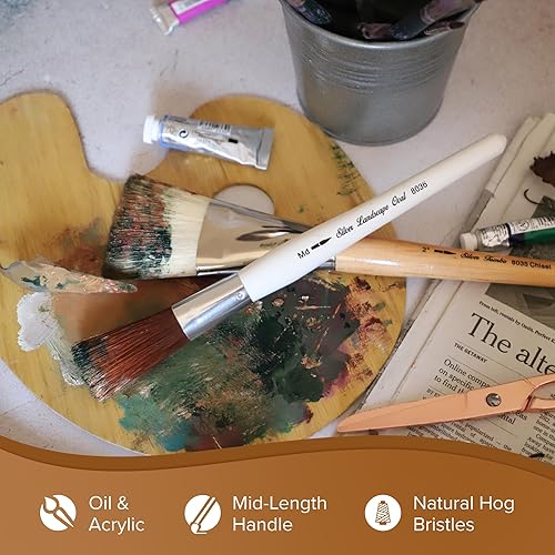 Miniatura 3 de Silver Brush Limited 8036XLG - Brocha ovalada para paisaje, grandes murales, caballete para pintores y muebles, tamaño extra grande, mango corto