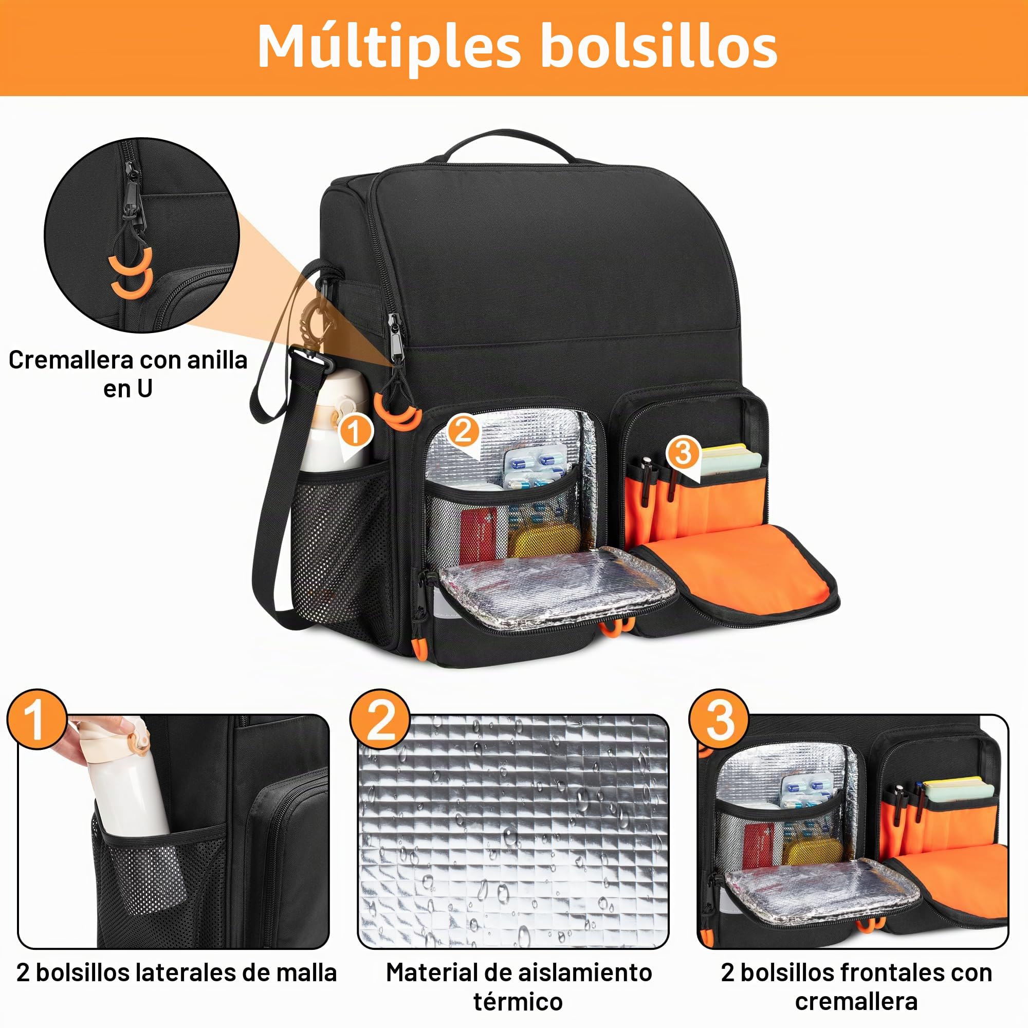 Samdew Bolsa Colgante para Silla de Ruedas - Accesorio para Respaldo, Mochila Eléctrica y Manual para Adultos y Mayores