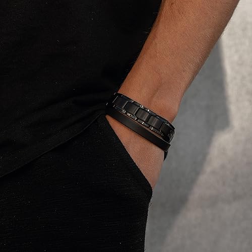 Miniatura 10 de LUXAR Pulsera de terapia magnética para hombre y mujer  titanio sólido o cobre sólido  sofisticado brazalete de titanio sólido con imanes de