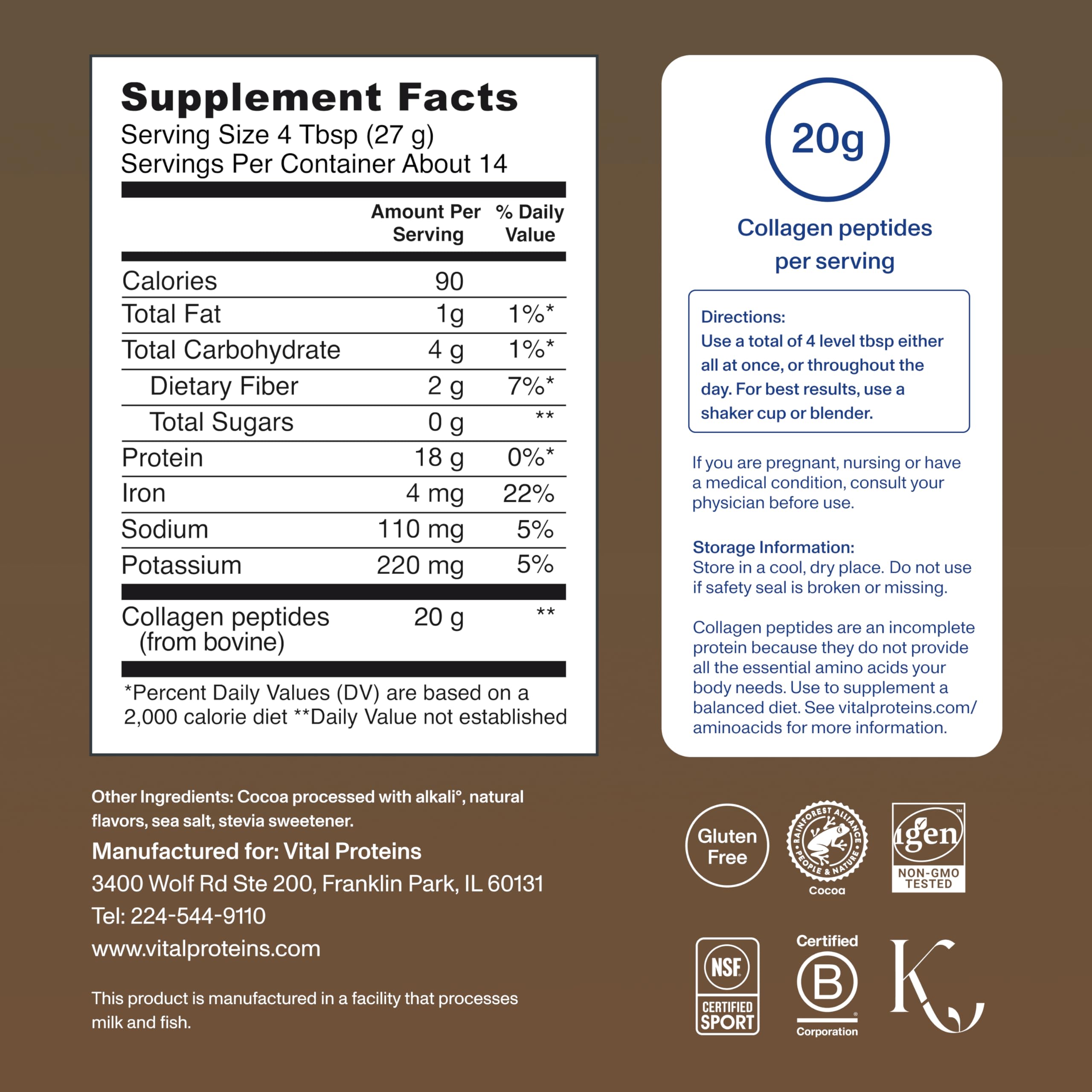 Vital Proteins Collagen Peptides Powder, Chocolate, 13.5oz — Amazon image 3