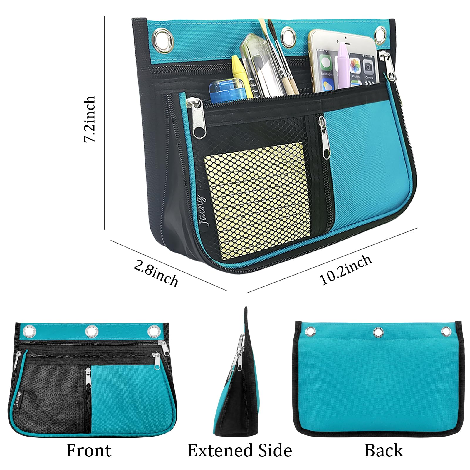 Bolsa de carpeta de gran capacidad para carpeta de 3 anillas, bolsas expandibles con cremallera, 3 compartimentos para organizadores de oficina
