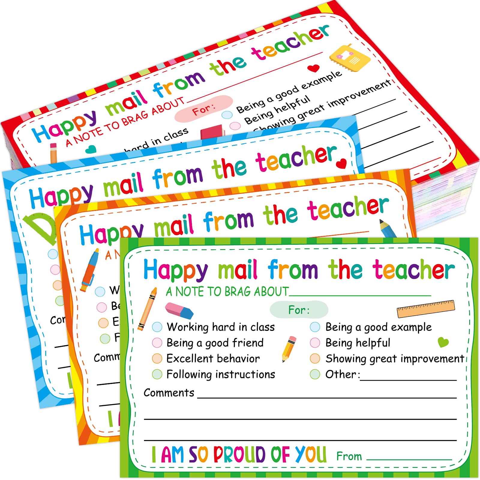 ceiba tree 60Pcs Teacher Mail Notes to Parents Happy Mail Postcards Classroom Must Haves for Preschool Elementary Kindergarten