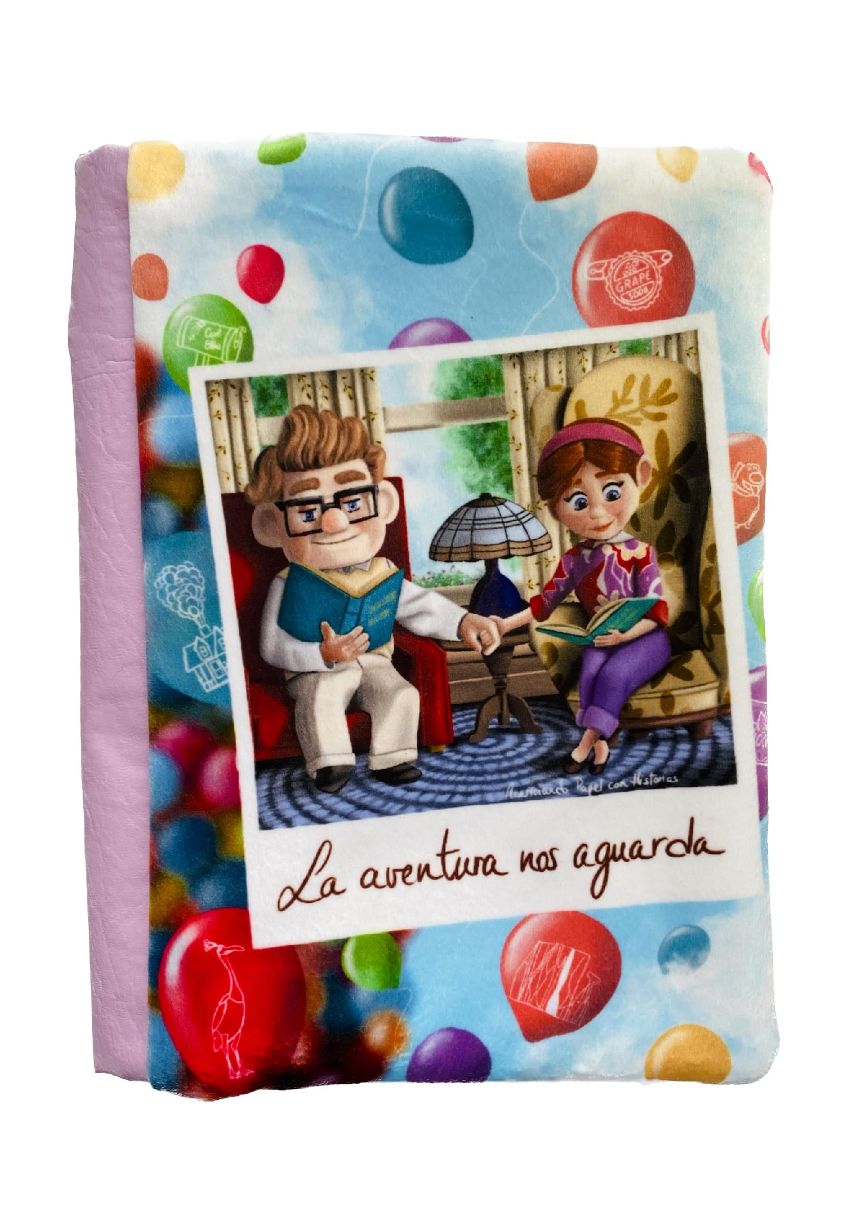 Funda artesanal mediana de terciopelo de solapa para libros de Up+ marcapáginas de regalo, funda de algodón ecológico, acolchada, Disney. Regalo ideal para adolescentes