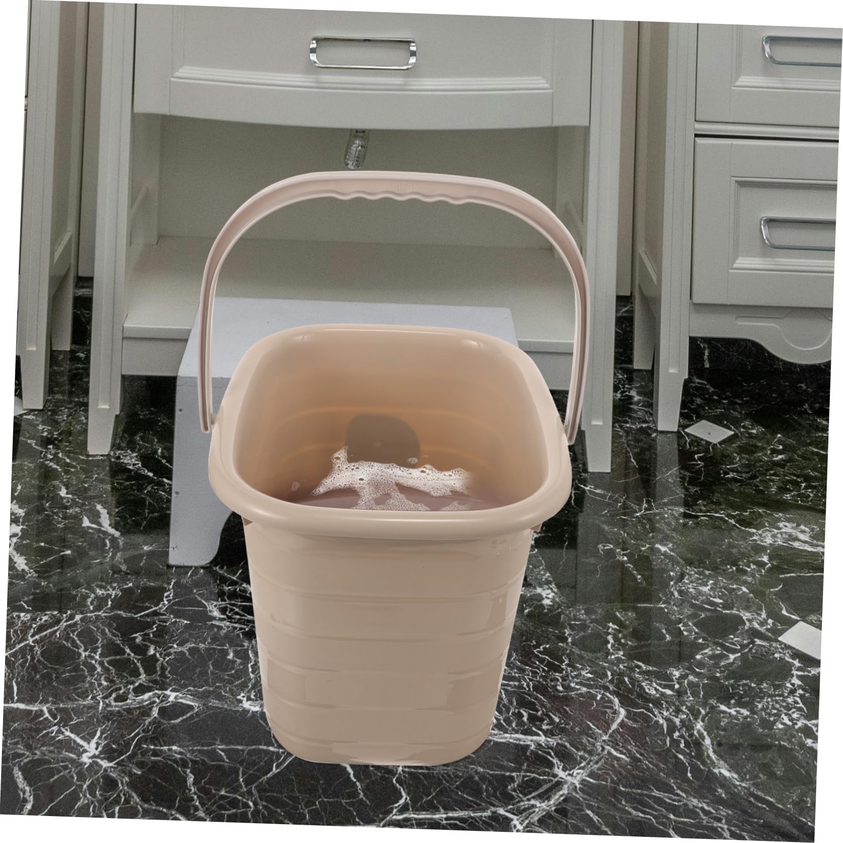 Secchio in Plastica Rettangolare con Manico 11l Khaki | Capienza per Liquidi, Uso Domestico, Tinta Kaki, Pratico per Detergenti e Piccoli Travasi