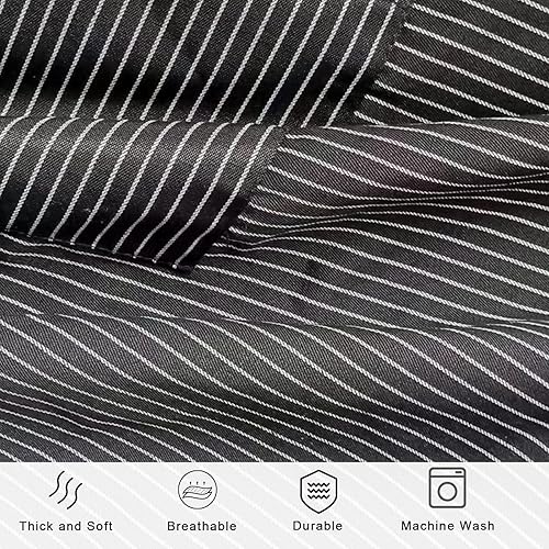 Miniatura 5 de DILLMAN Delantales de cocina ajustables para hombres y mujeres, delantal suave a rayas de chef con 2 bolsillos