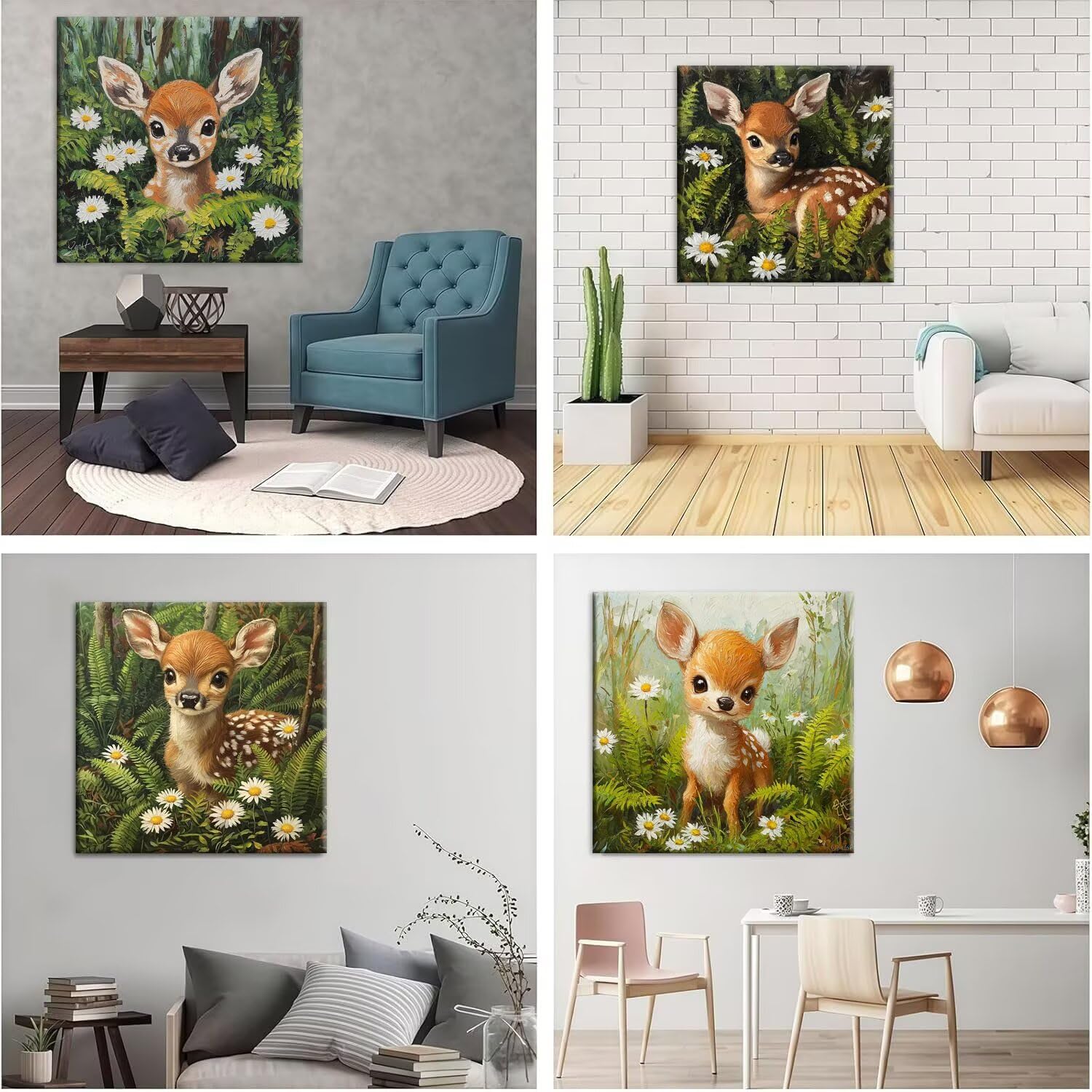 Malowanie diamentami 5D, motyw jelenia, las, 60 x 60 cm, t-849 | 4-częściowy zestaw do malowania diamentowego dla dorosłych, 5D DIY mozaika do salonu, sypialni, na ścianę, dekoracja domu