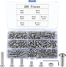 200 x Stainless Steel Allen Bolts and Nuts Screws Kit with Nut