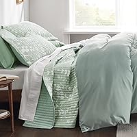 Vista 4 de Bedsure - Colcha floral tamaño Queen, ropa de cama reversible con estampado botánico verde menta, colcha ligera, colcha de microfibra suave para 10