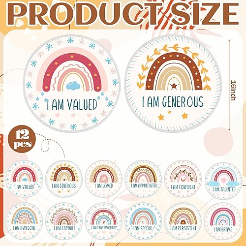 Miniatura 9 de 12 unidades de asientos circulares para niños para el aula de 16 pulgadas, planeta espacial, sistema solar, tapete redondo para el suelo, cojines de