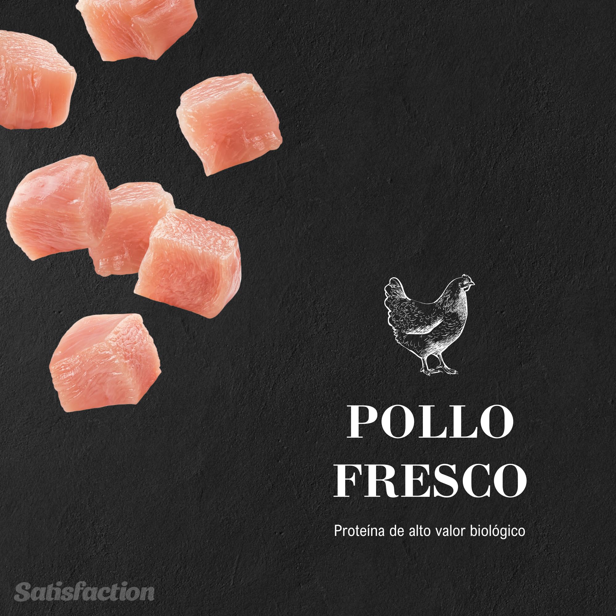 Satisfaction Senior 12 kg- pienso para Perros Mayores de +7 años. Menor cantidad de Grasas y Niveles moderados de proteínas. Elaborada con Pollo Fresco y arroz.