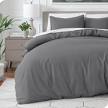 Bare Home Bedding Duvet Cover Queen Size - Premium 1800 Super Soft Duvet Covers Collection - Lightweight, Cooling Duvet Cover - Soft Breathable Bedding (Queen, Grey)
