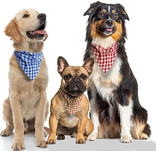 Miniatura 3 de Bandanas de algodón para perros, paquete de 4, tela transpirable de primera calidad para perros medianos a grandes, cachorros, mascotas Bufanda