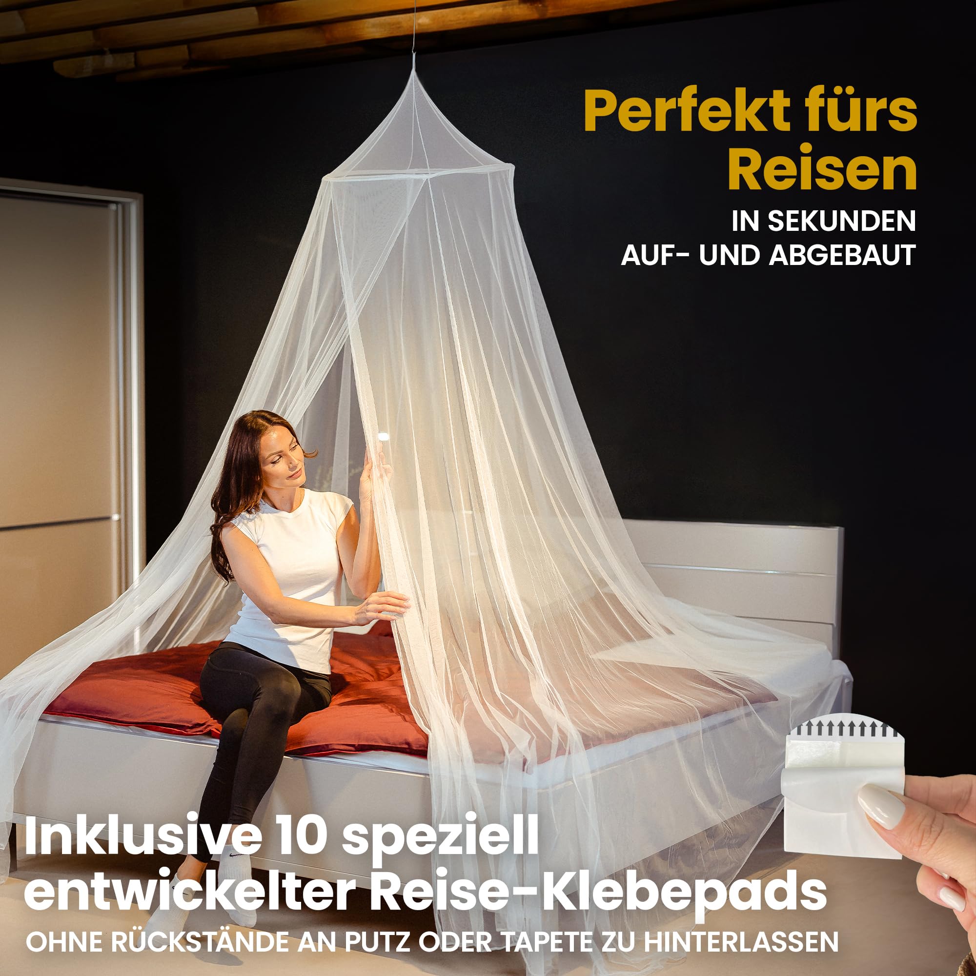 Moskitonetz Bett - Mückennetz Outdoor & Zuhause - Fliegennetz für Doppelbett & Einzelbett - Mosquito Netz Reise - Bettvorhang Mückenschutz vor Moskito, Fliegen & Insekten - Moskitoschutz