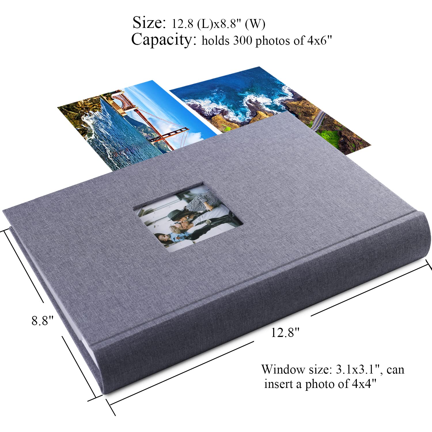 Álbum de fotos de 4 x 6 pulgadas con espacio para escribir 402 fotos (gris)