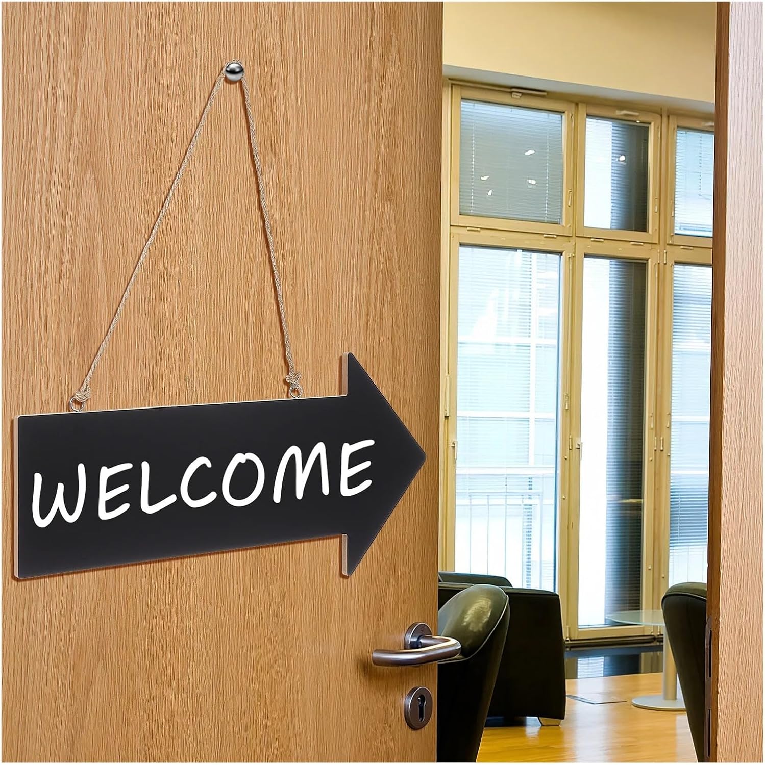 Chalkboard Hanging Signs 6 Pcs Wooden Arrow Shaped Chalkboard Signs with Rope for Hanging DIY Decorative Message Board Wedding Reception Cafe Bar Pub