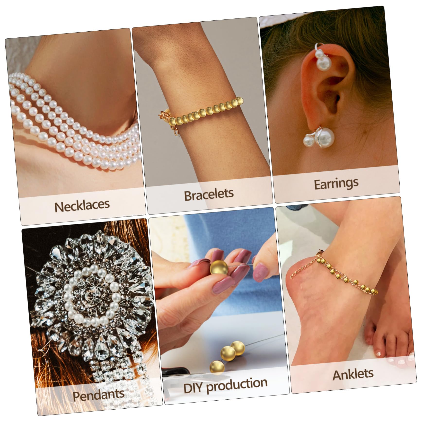 Gadpiparty 3 Sätze Perlen + Perlenzubehör Rund Verschiedene Schmuckanhänger Lose DIY Abstandshalter Bügelperlen Set Abstandsperlen Bastelperlen Elegante Kleine 900 Stück * 3