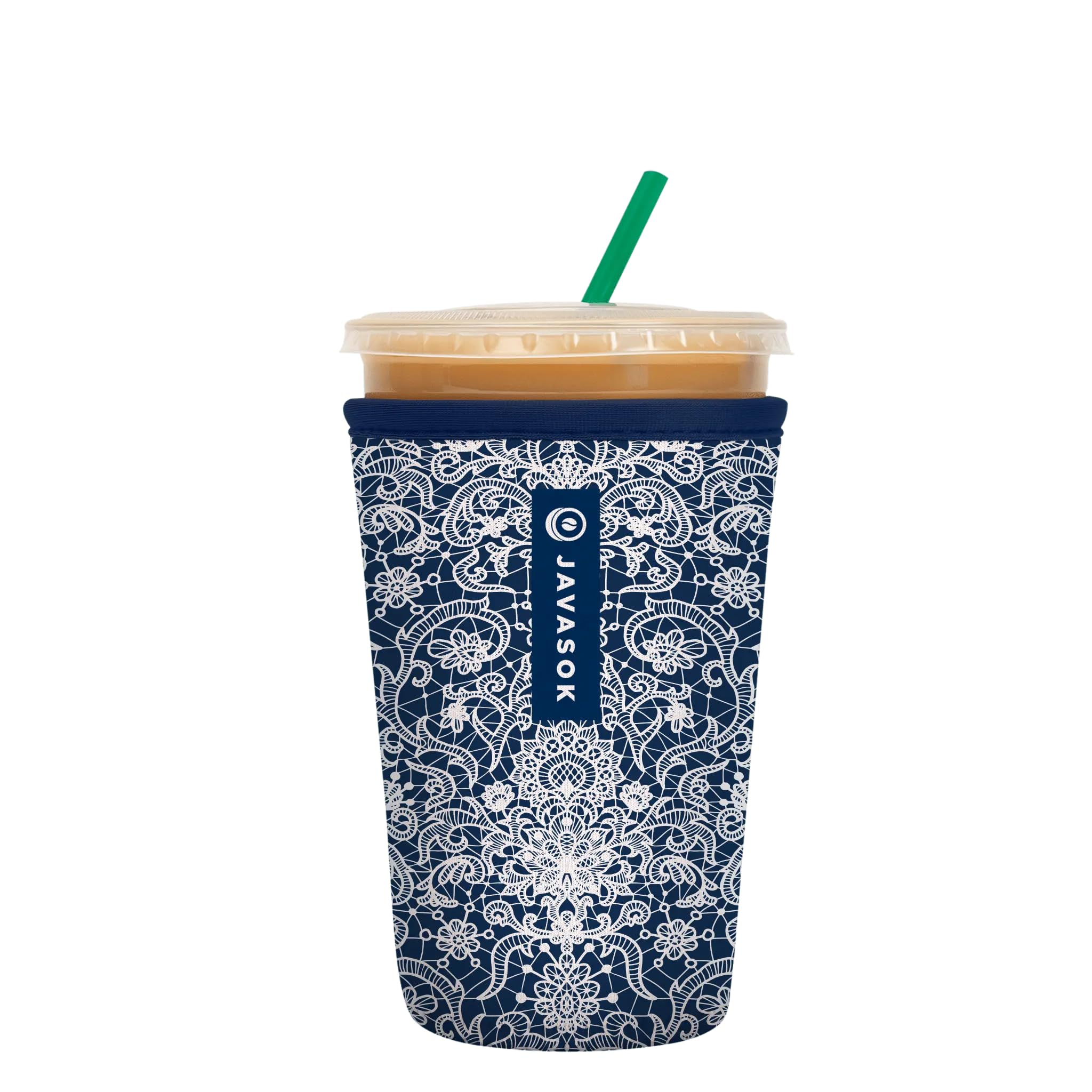 Sok It JavaSok Iced Coffee &amp; Cold Soda Insulated Neoprene Cup Sleeve (Royal Lace, Medium: 22-28oz)