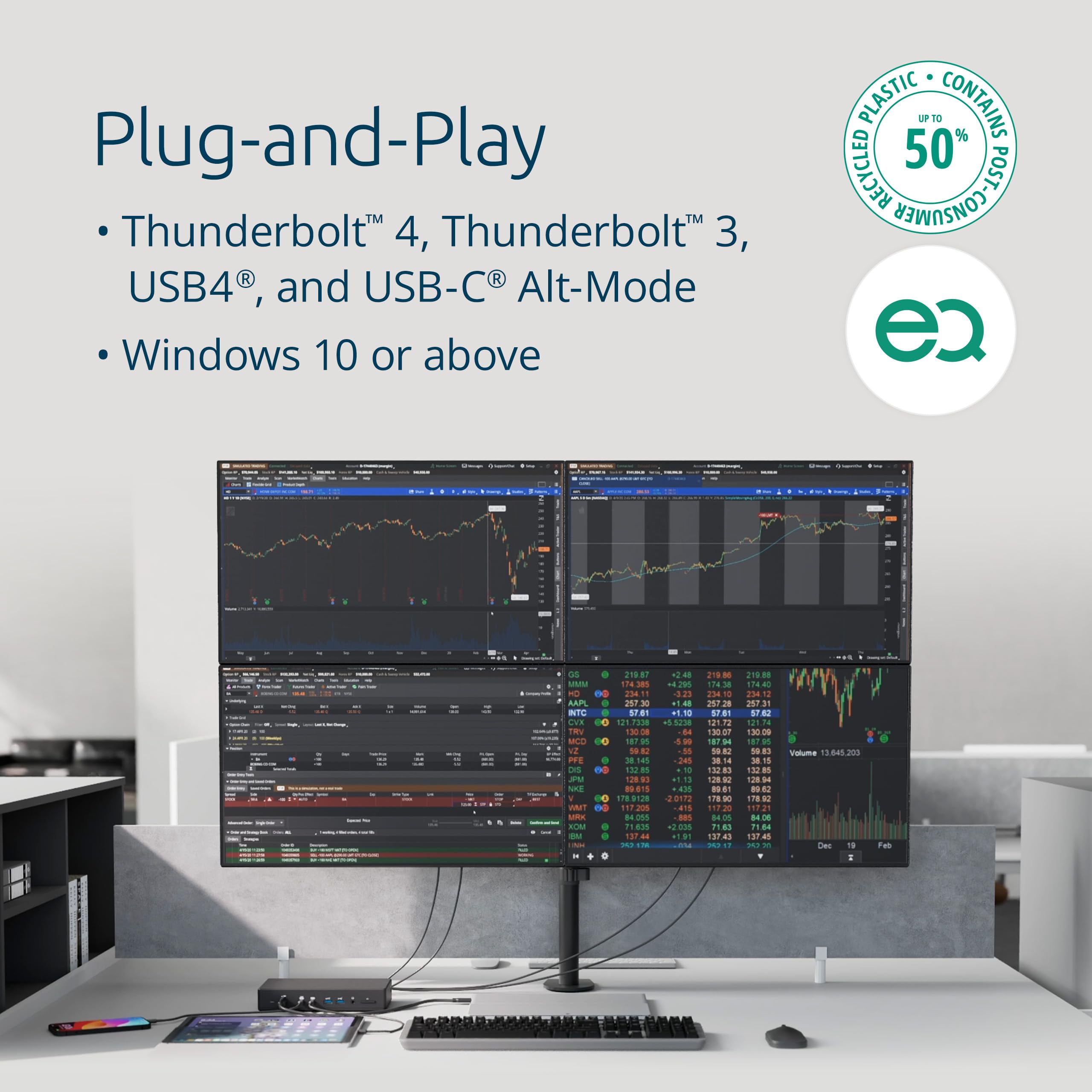 Kensington SD4880P USB-C 4k Quad Monitor Docking Station, 6 x USB-A & 4 x USB-C, 2Gbps Ethernet, 100W PD, Audio Jack, 2xDisplayPort, 2xHDMI, SD Card Reader, for Windows Laptops (K34113NA)