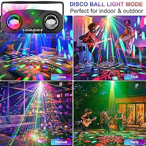 Disco Ball Light,Party Disco Dj Strobe Ocean Star Projector Dance Light Sound Activated with Remote Control Stage Rave for Parties Club Bar Birthday Wedding KTV Christmas Halloween Dancing Dcor