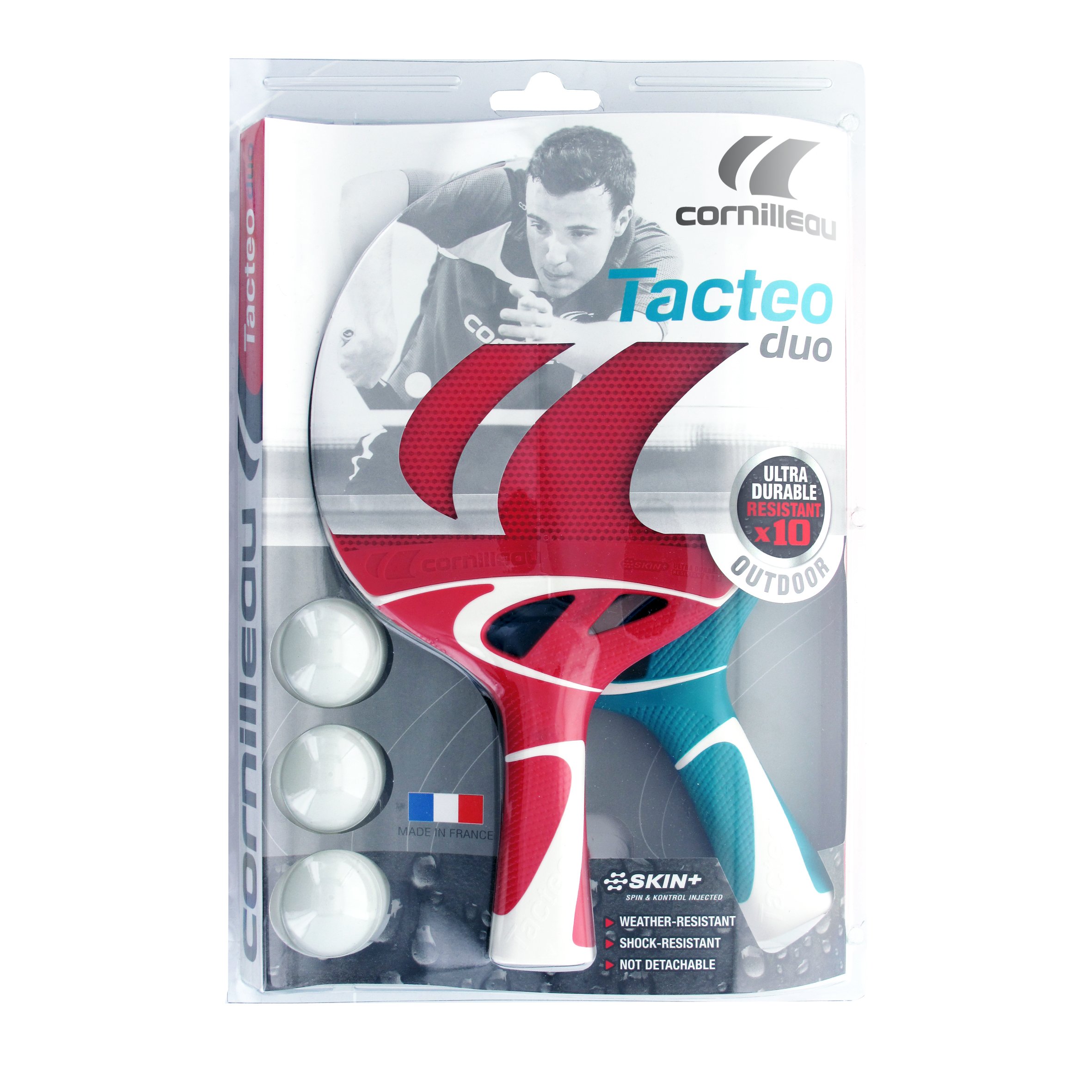 CORNILLEAU - Pack de 2X Raquettes de ping-Pong d'extérieur Ultra résistante - Tacteo Pack Duo