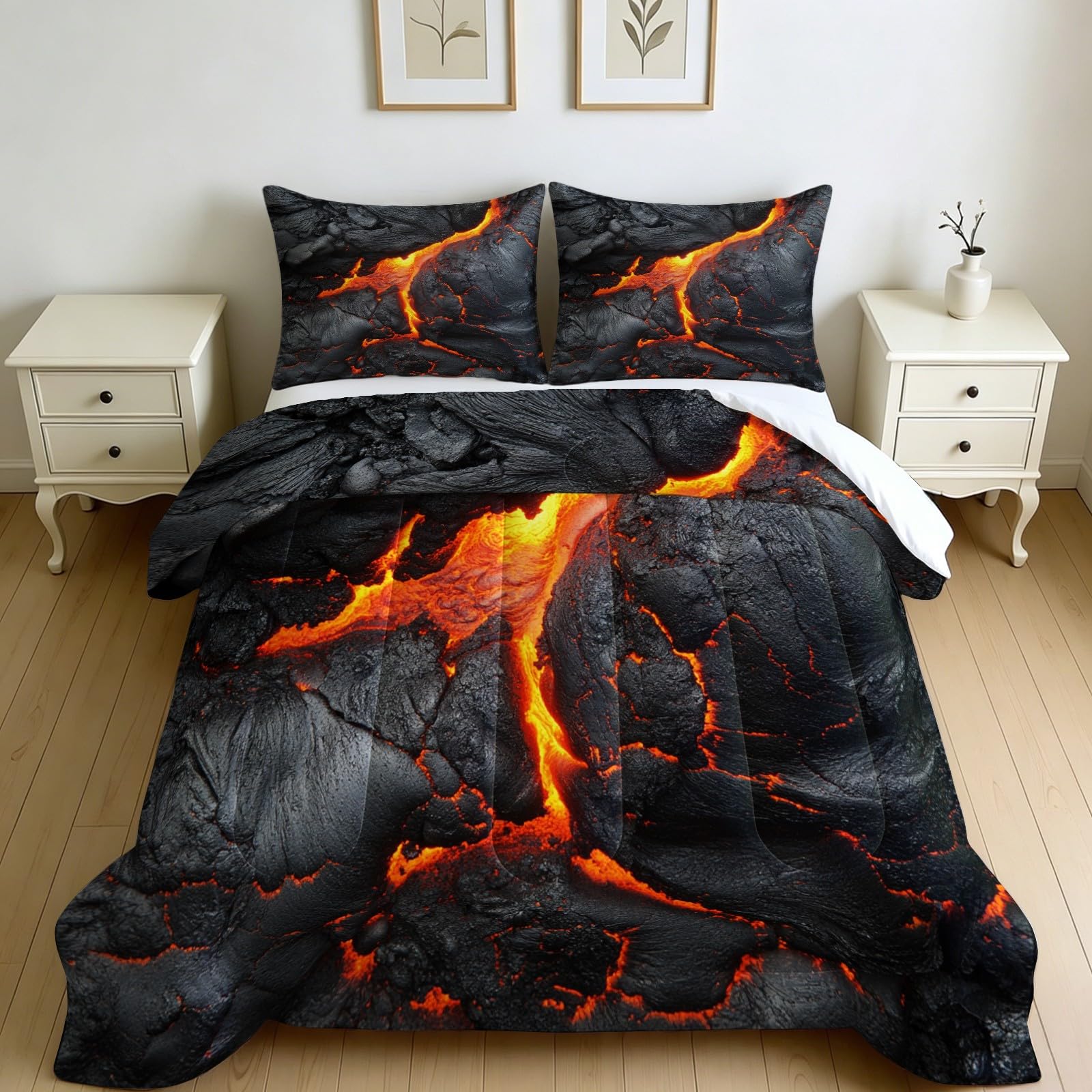 Edredón 155 x 220 cm 4 Estaciones Flujo de Lava rocosa Relleno Nórdico Microfibra Gris Oscuro Transpirable Decoración Dormitorio