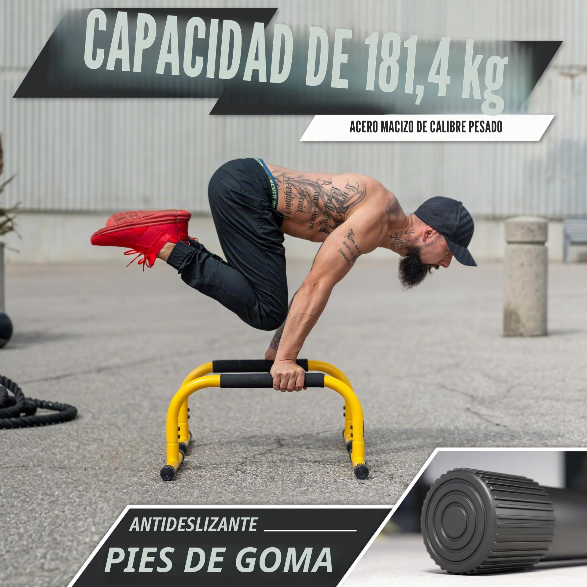 Lebert Fitness Paralette Push Up Bar Dip Station Stand - Perfecto para el hogar y el garaje Gimnasio Equipo de Entrenamiento - Gimnasia, Calistenia, Entrenamiento de Fuerza Barras Paralelas para