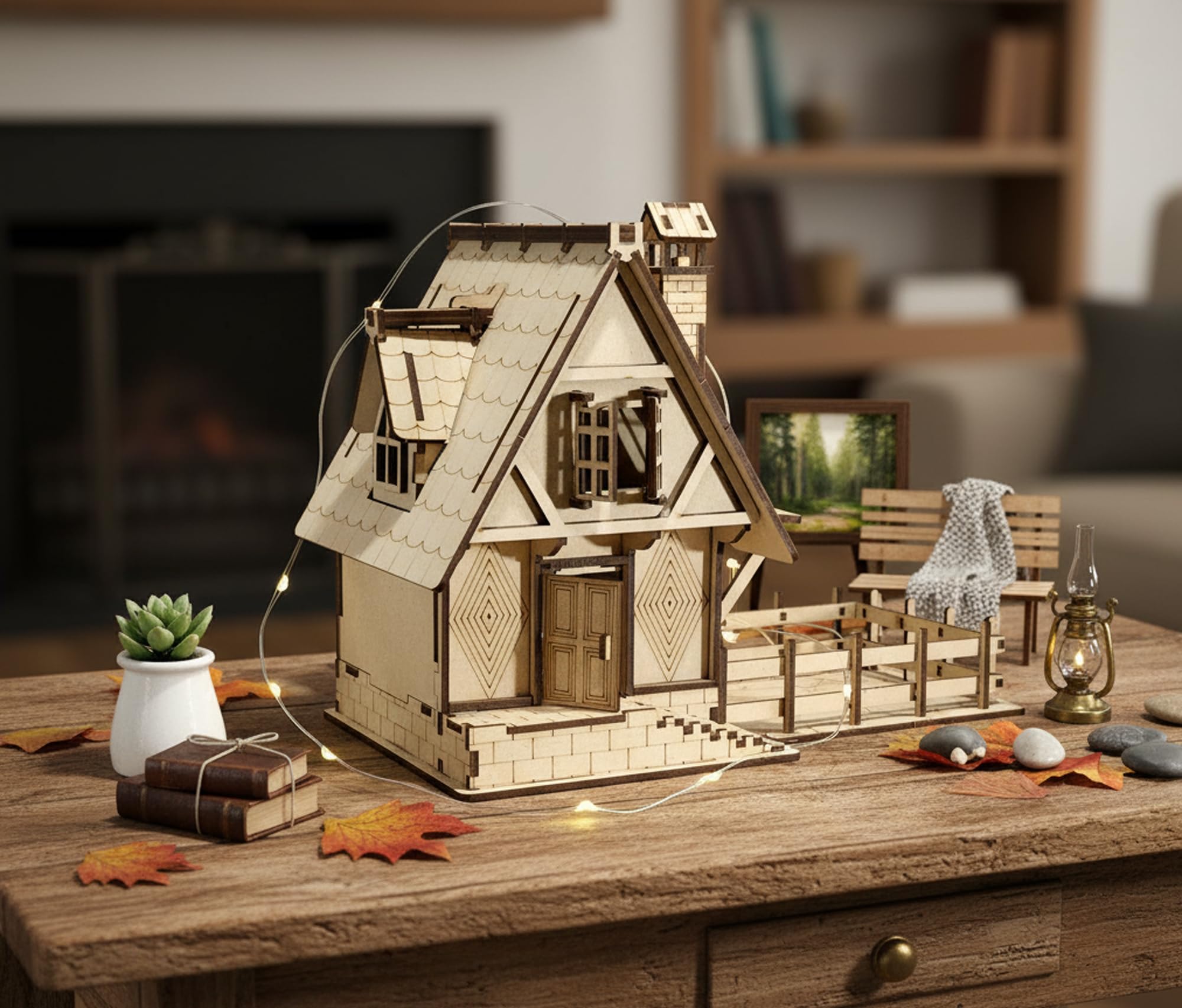 - StonKraft Wooden 3D Puzzle Home Decor, Construction Toy, Modeling Kit, School Project - Easy to Assemble (Wooden House)