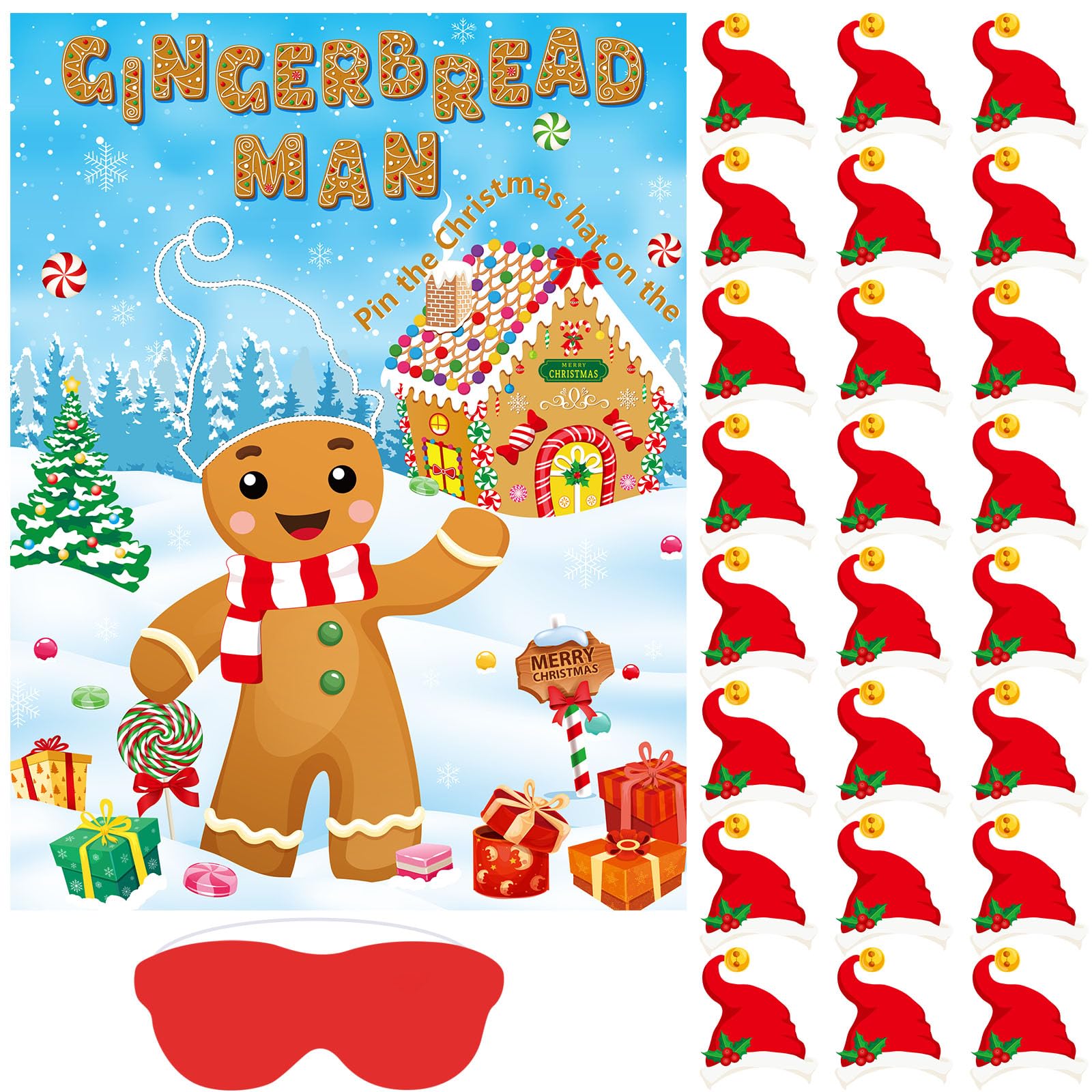 Faccito Pin The Christmas Hat on The Gingerbread Man Game - party games and activities | Mubboo