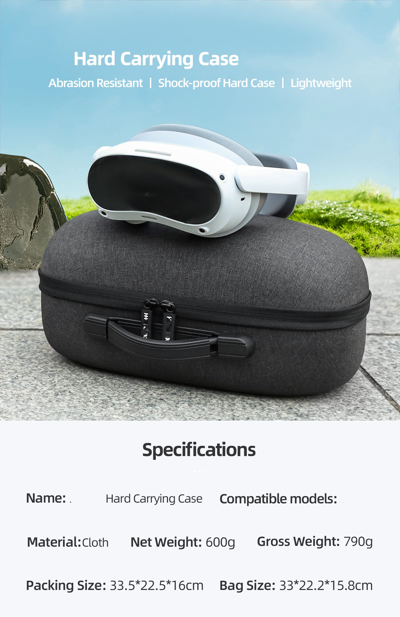 VR-Aufbewahrungstasche kompatibel für PICO 4, Tragetasche für VR-Gaming-Headsets, harte Reisebox für Virtual-Reality-Headsets, Controller-Kopf, schützende All-in-One-Koffertasche für VR-Brillen