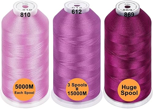 Miniatura 69 de Hilos New Brothreads, 32 opciones, varios colores, de poliéster, para toda máquina de coser, carrete grande de 5,000 m 3 colores básicos 2